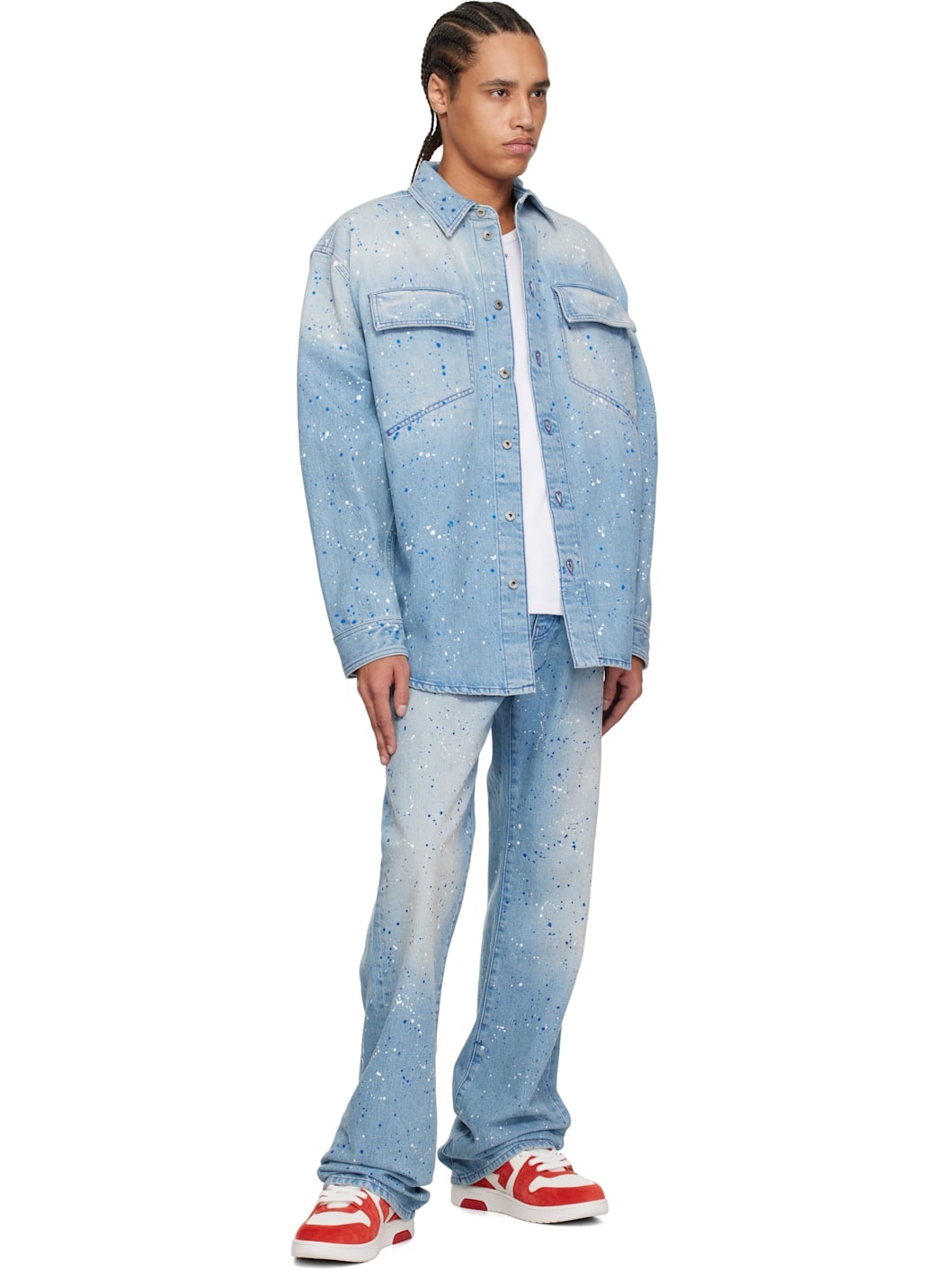 Blue Paint Splatter Denim Jacket - 4
