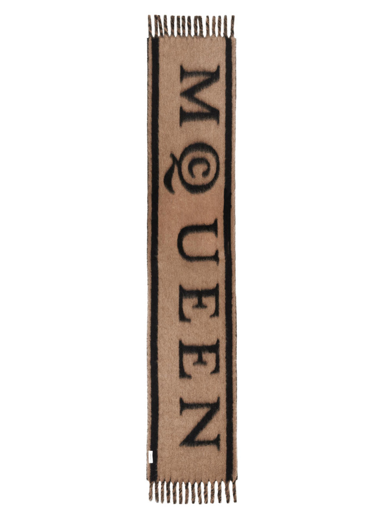 Women's Logo Alpaca-Blend Fringed Scarf - Black Camel 3