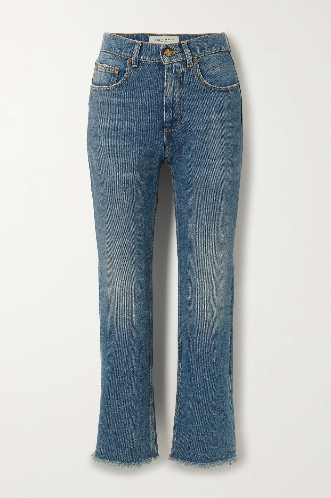 Women's cropped flared jeans with medium wash