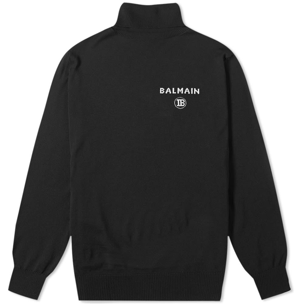 Balmain Roll Neck Side Zip Logo Knit - 1