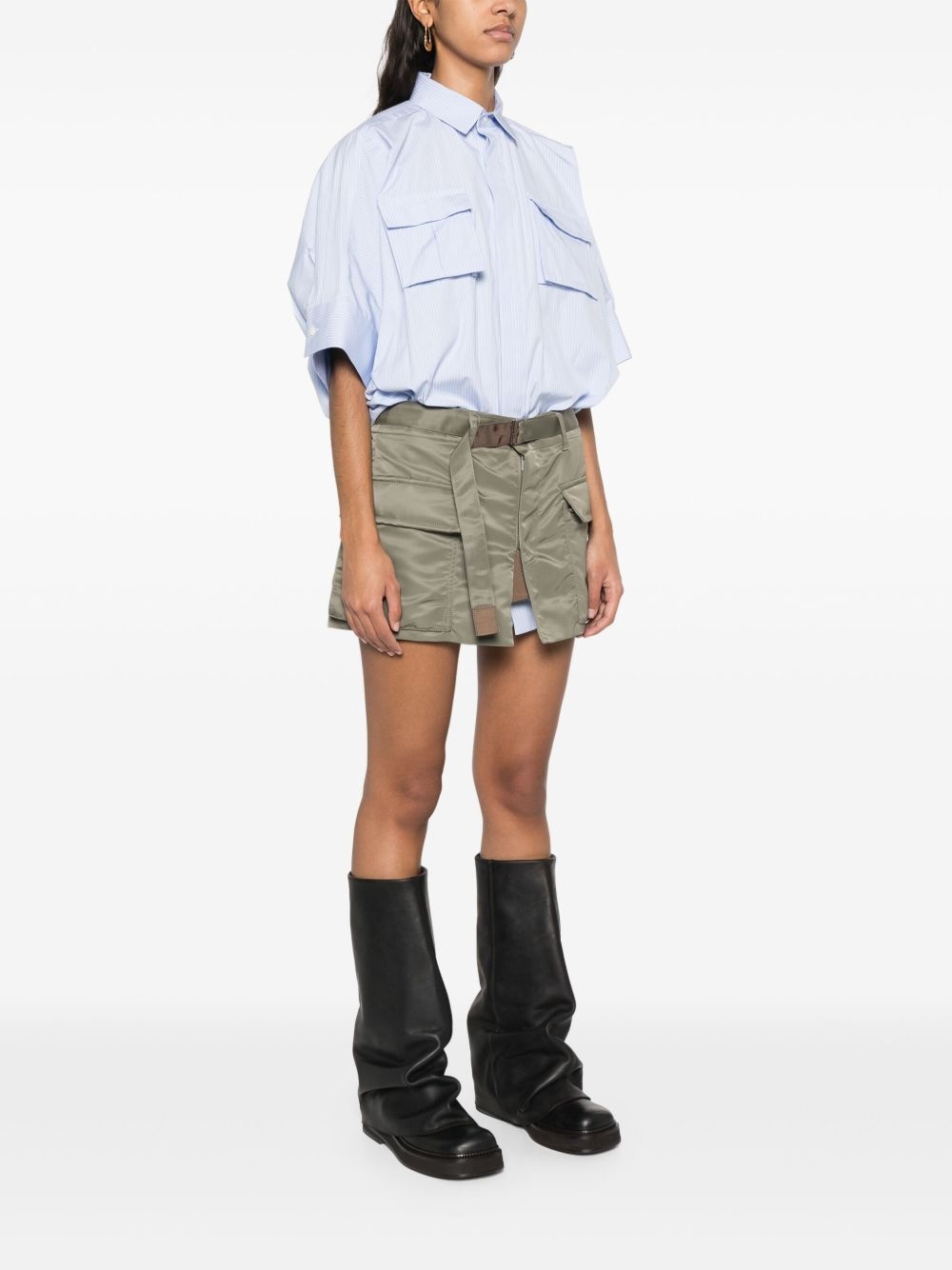 panelled mini shirt dress - 3