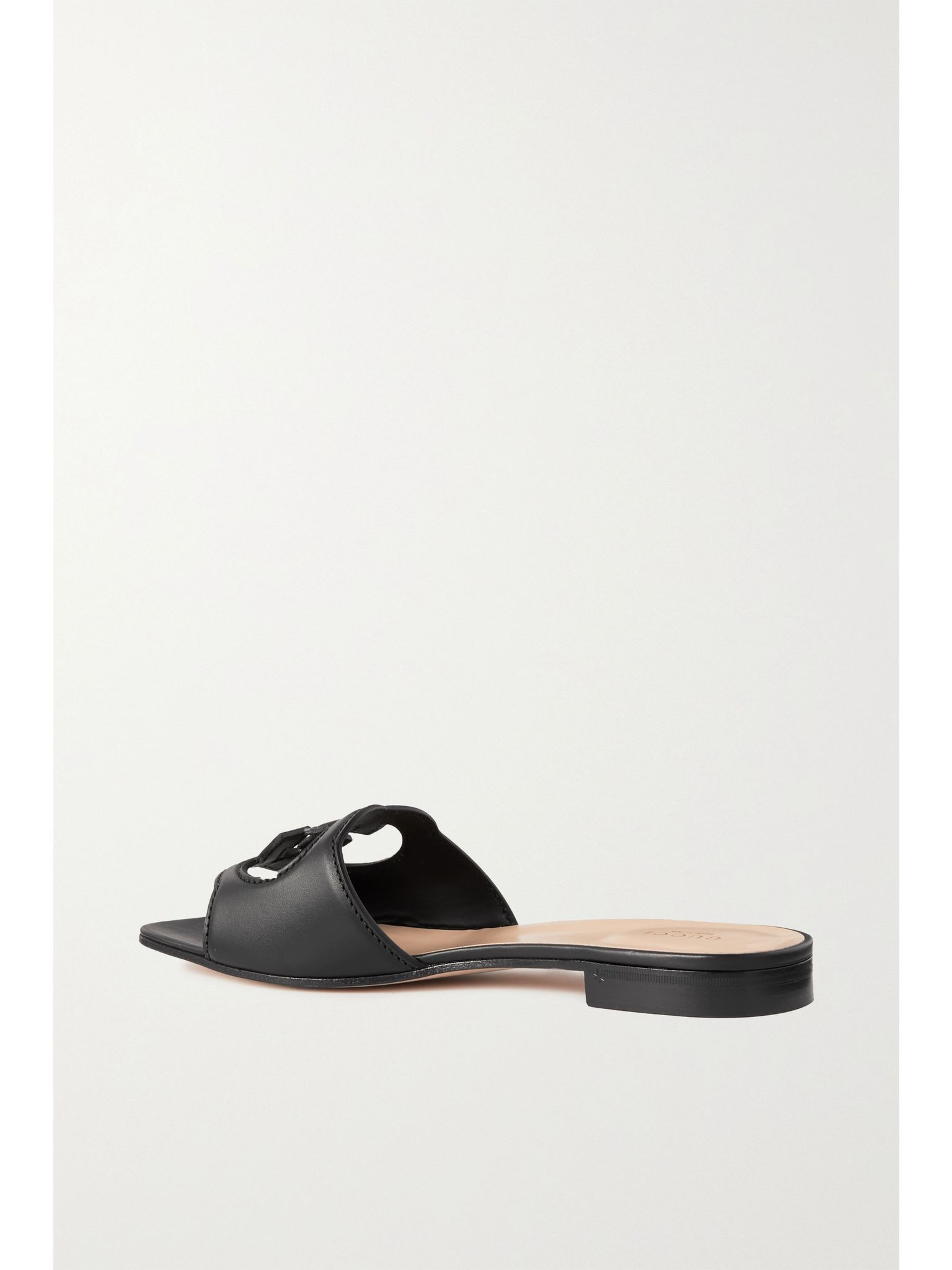 Cutout leather slides Black - 4