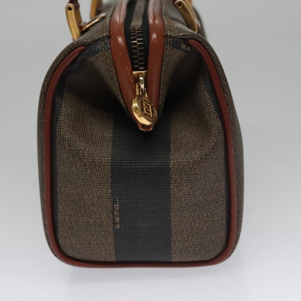 FENDI Pecan Canvas Mini Hand Bag Brown Black - 3