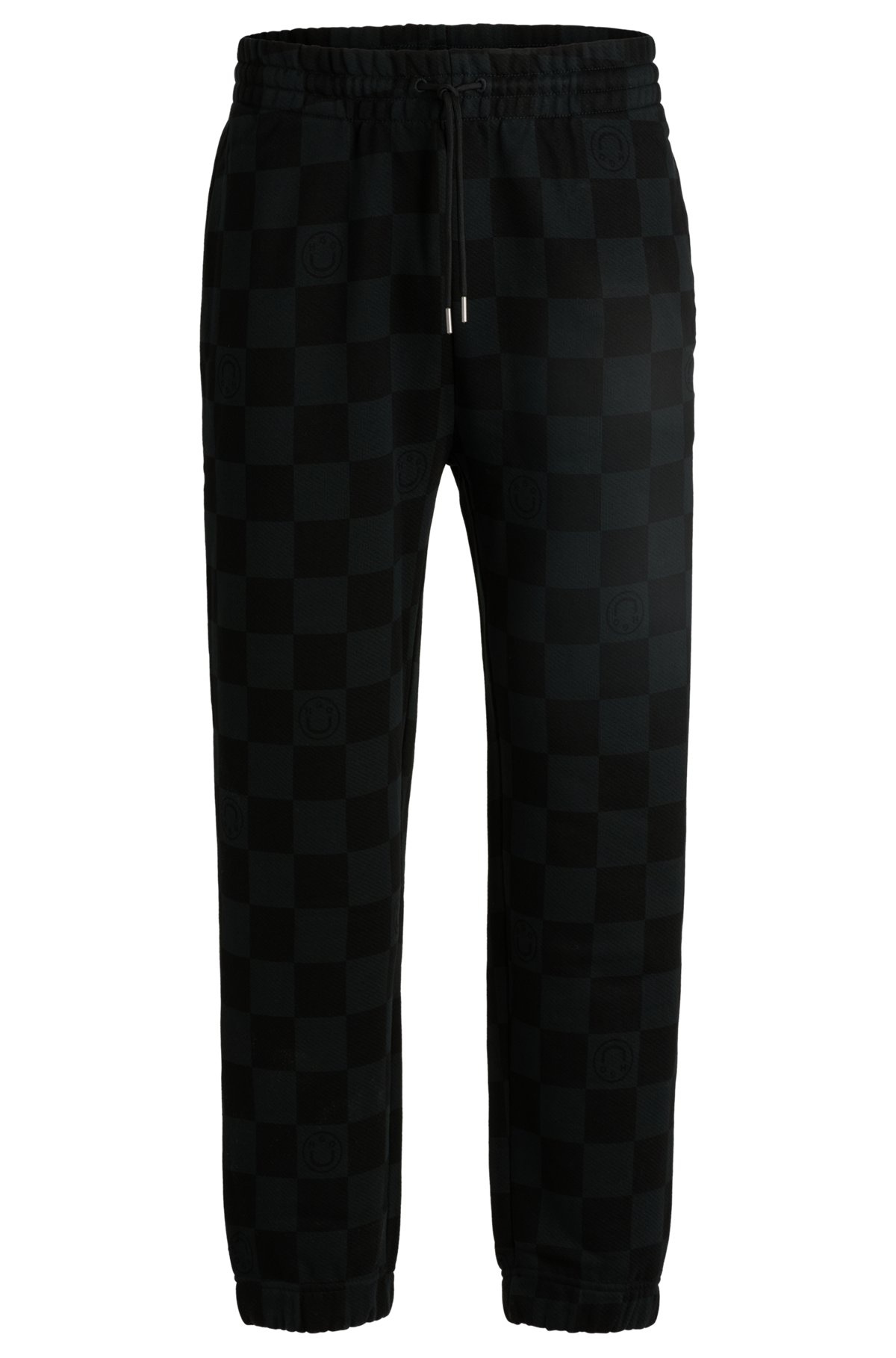 LOOSE-FIT TRACKSUIT BOTTOMS WITH CHECKERBOARD PRINT - 1