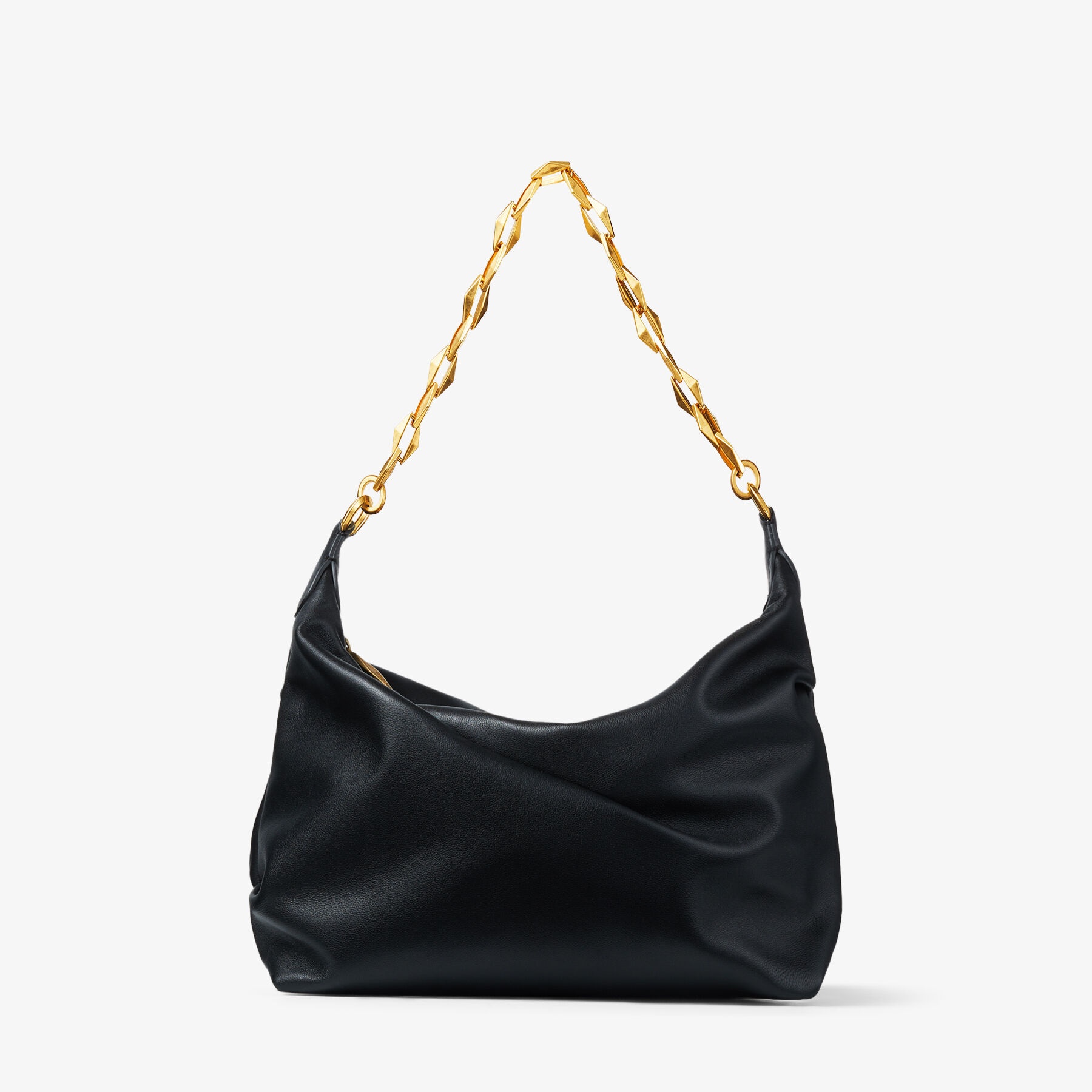 Diamond Soft Hobo S
Black Soft Calf Leather Hobo Bag with Chain Strap - 1