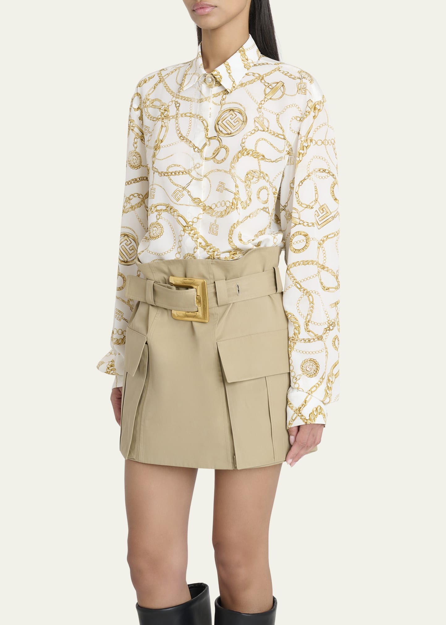 Chain Print Silk Blouse - 4