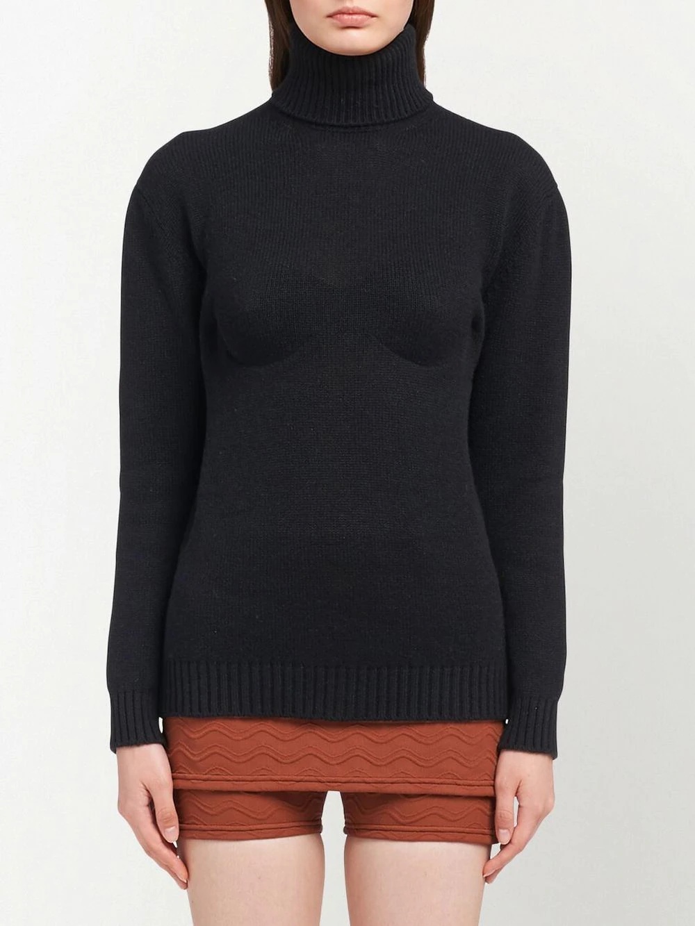 bustier structure turtleneck jumper - 2