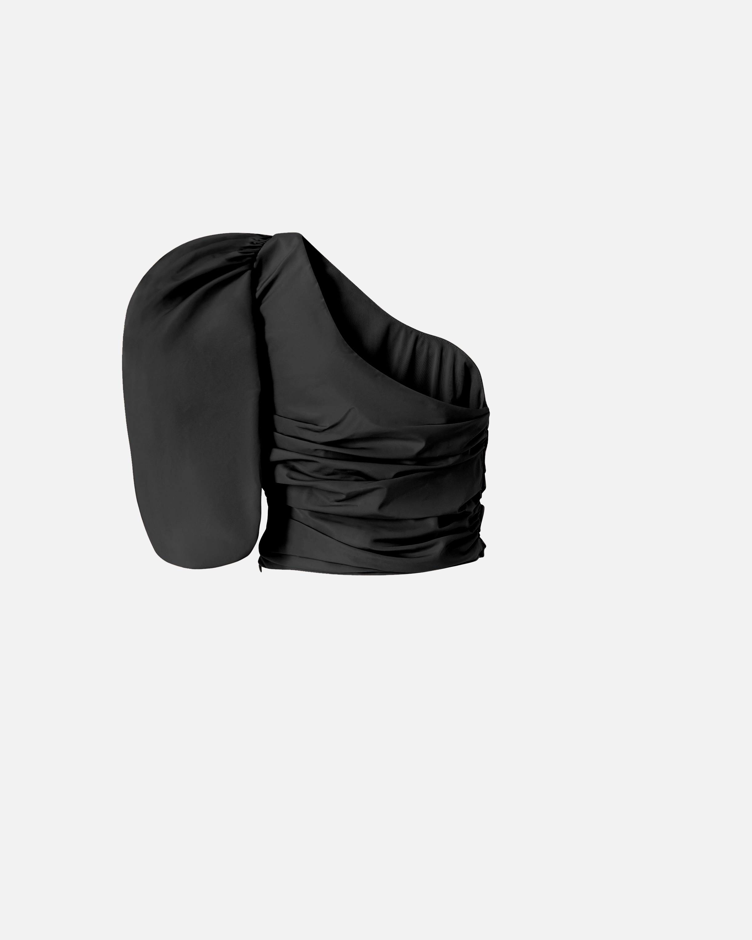 ONE-SHOULDER TAFFETA CROP TOP - 2