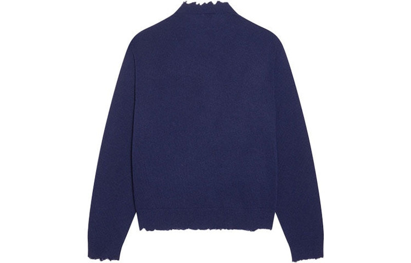 BALENCIAGA Men's Double B Raw Highneck Sweater  in Indigo outlook