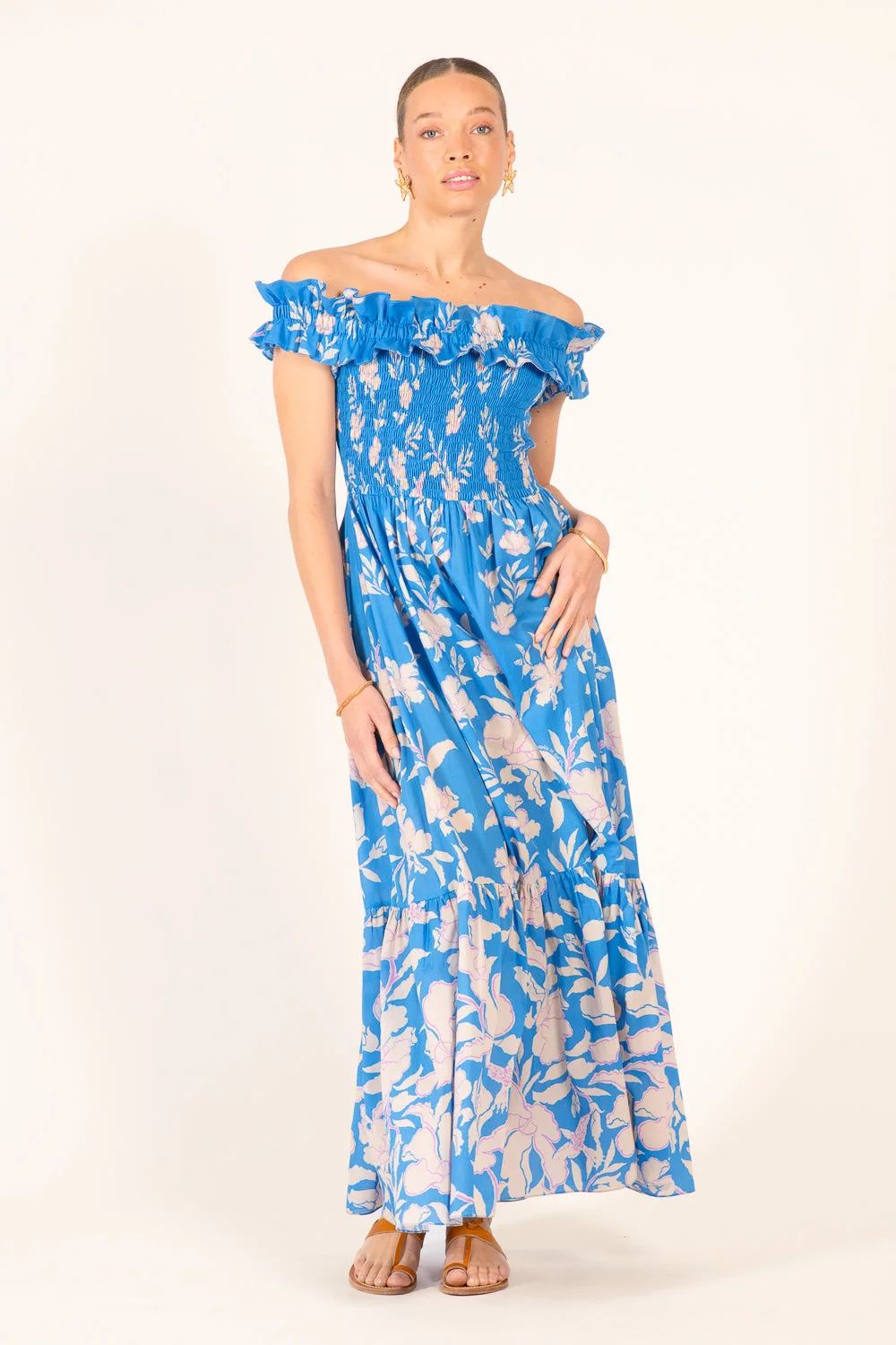 Long Dress Suzanne - Blue Palm Beach - 1