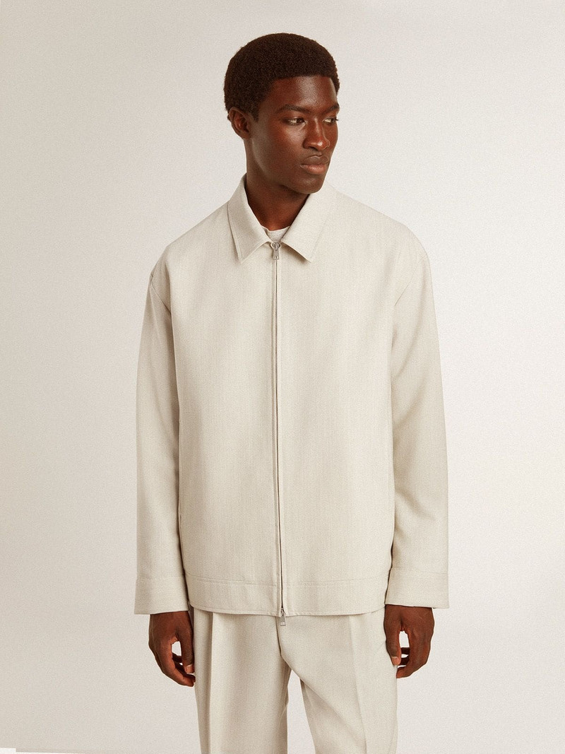 Golden Goose Men's khaki wool blend coach jacket outlook
