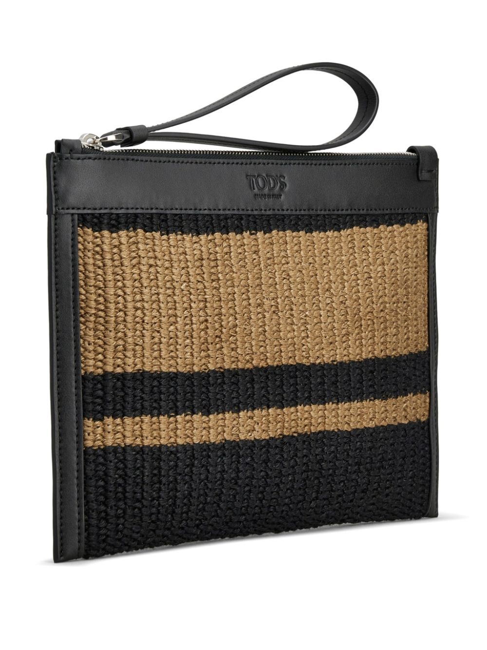 logo-debossed interwoven clutch bag - 3