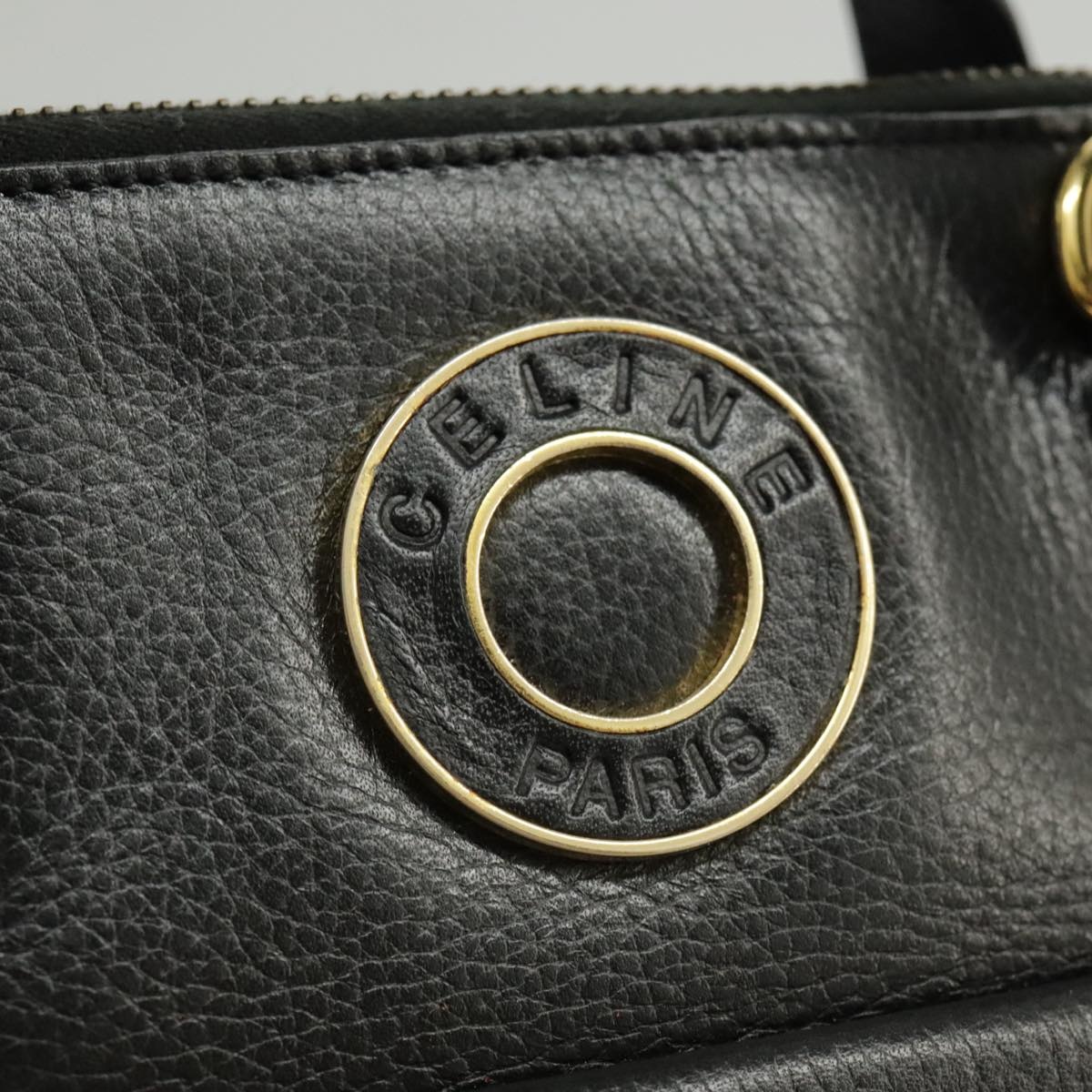 CELINE Hand Bag Leather Black Gold - 14