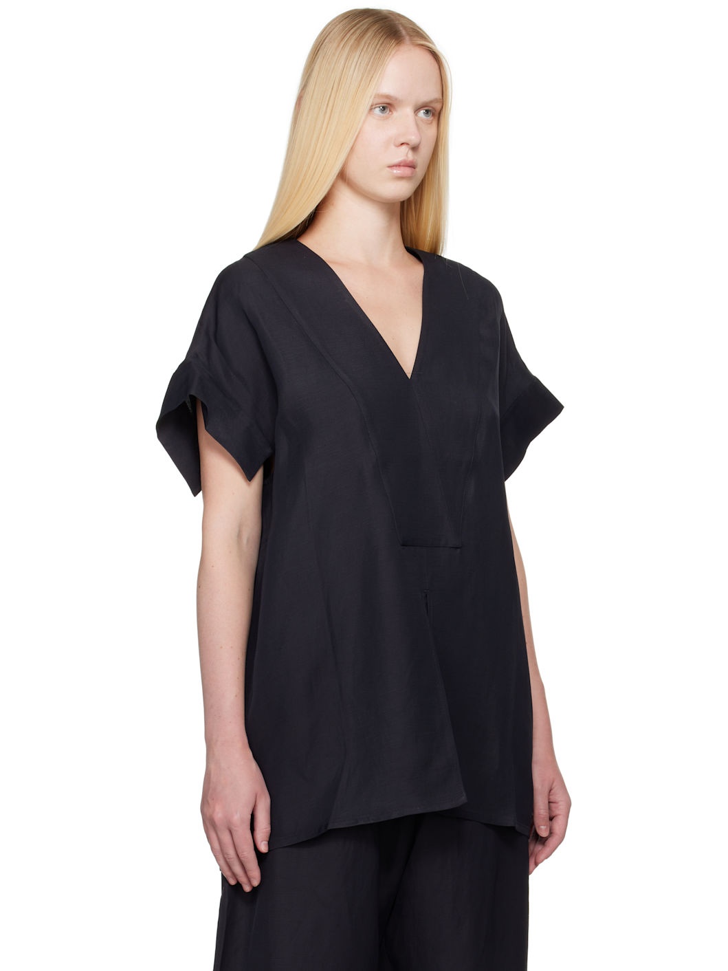 Navy Circe Linen Top - 2