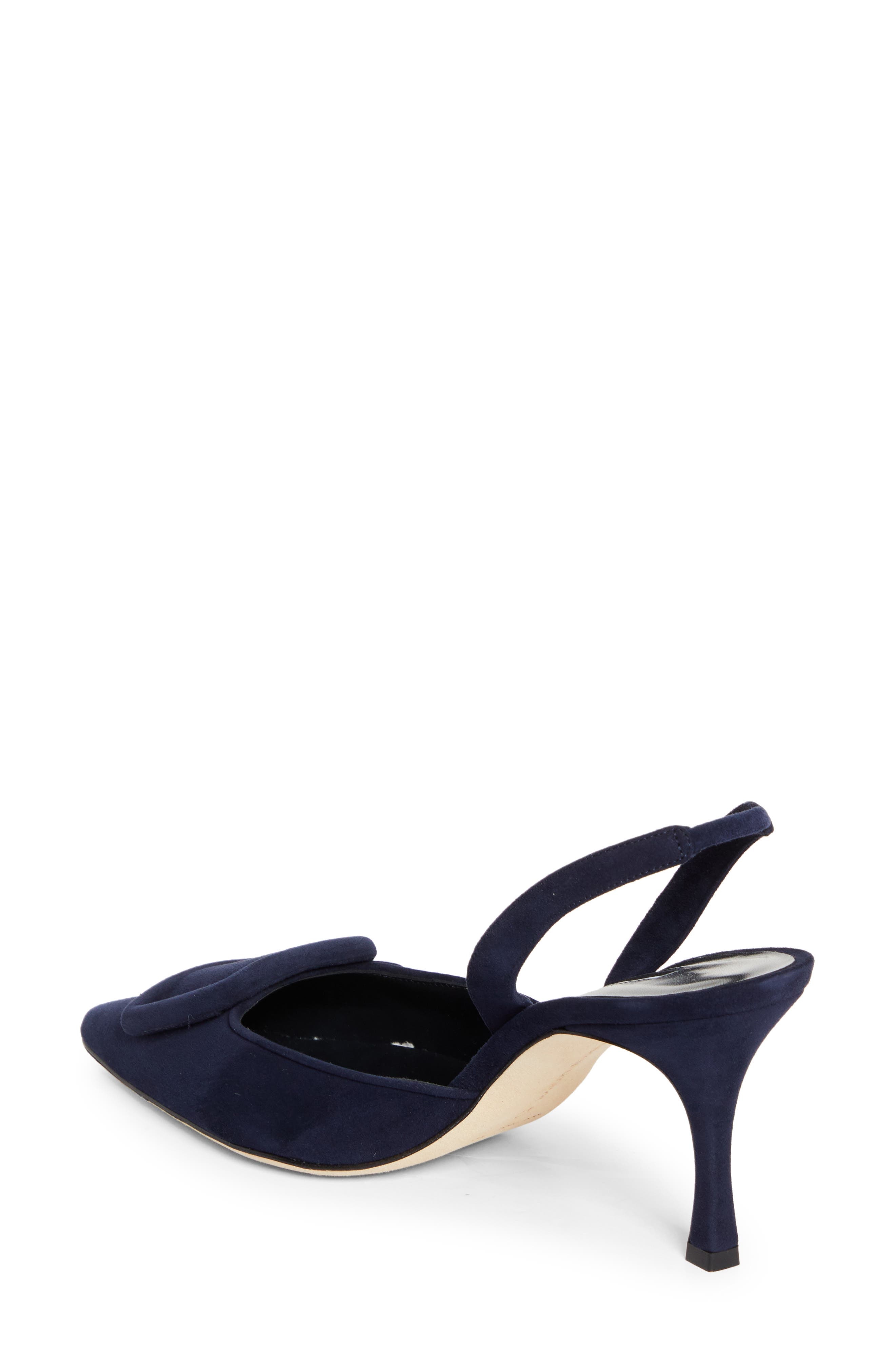 Manolo Blahnik Maysli Pointed Toe Slingback Pump in Navy4116 at Nordstrom - 2
