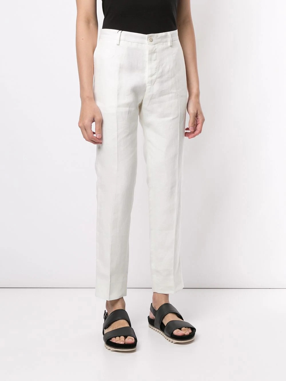 cropped linen trousers - 3