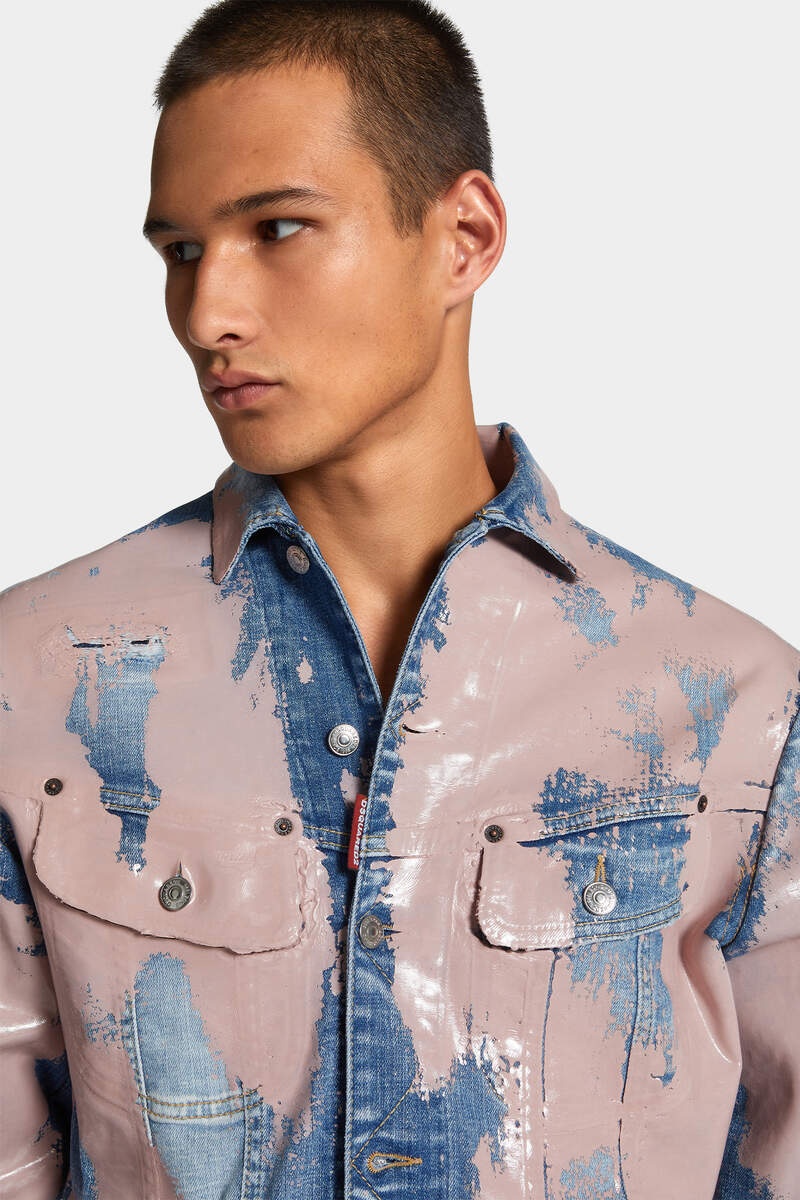 PINK LATEX WASH LEE JEAN JACKET - 5