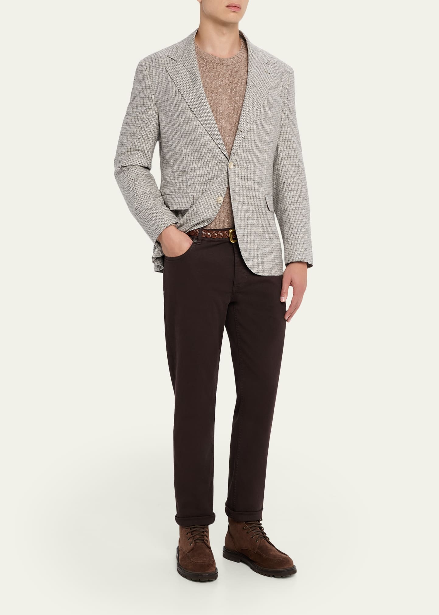 Men's Cashmere Donegal Crewneck Sweater - 2