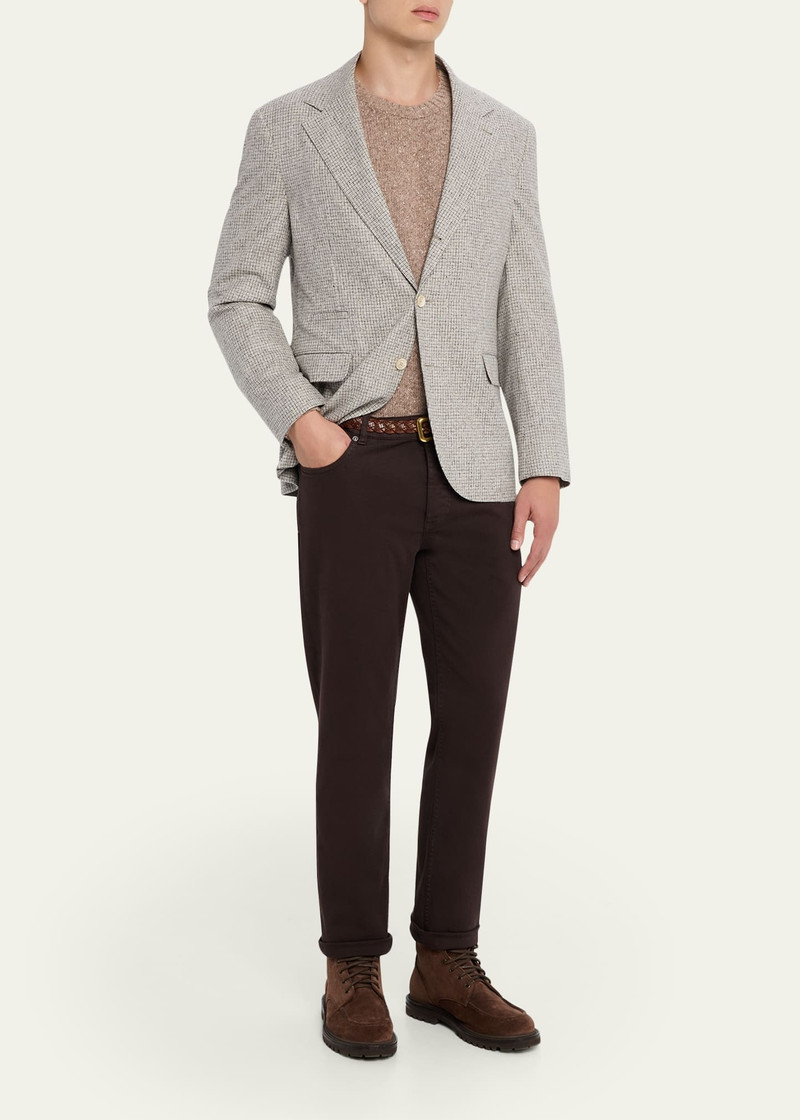 Brunello Cucinelli Men's Cashmere Donegal Crewneck Sweater outlook