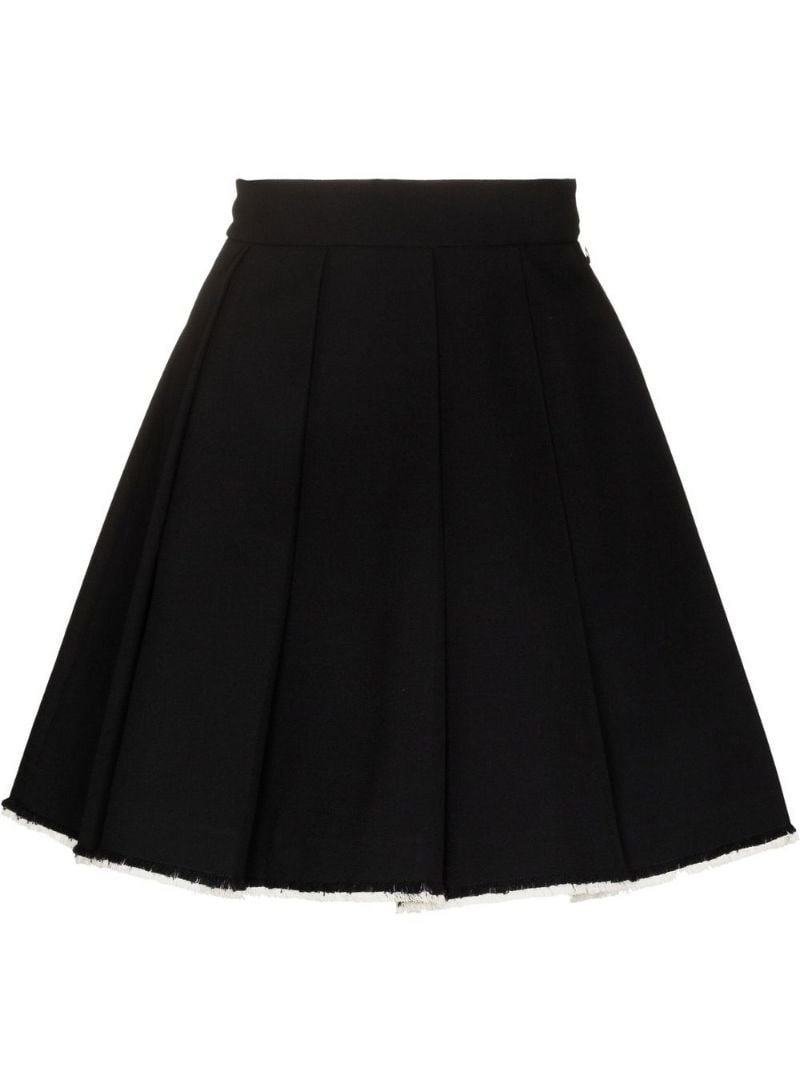 pleated raw-hem skirt - 1