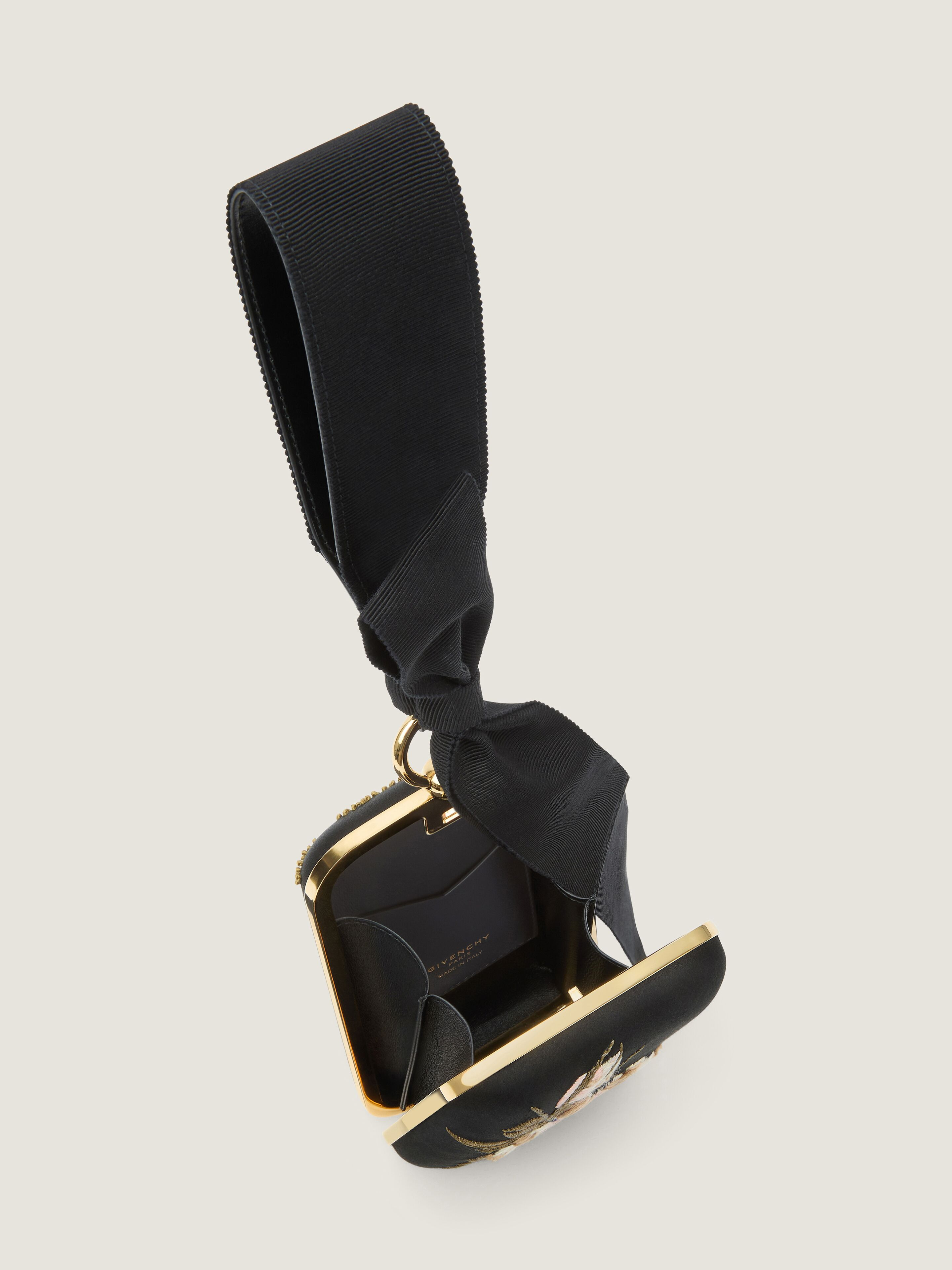 EVENING CLUTCH WITH FLORAL EMBROIDERIES AND BOW - 5