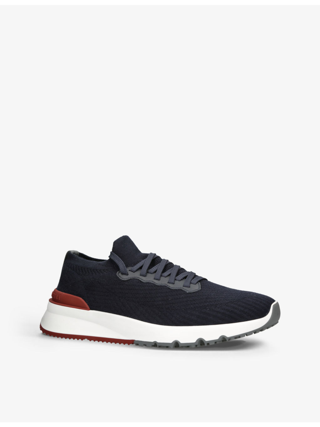 Brand-embossed pull-tab knitted low-top trainers - 3