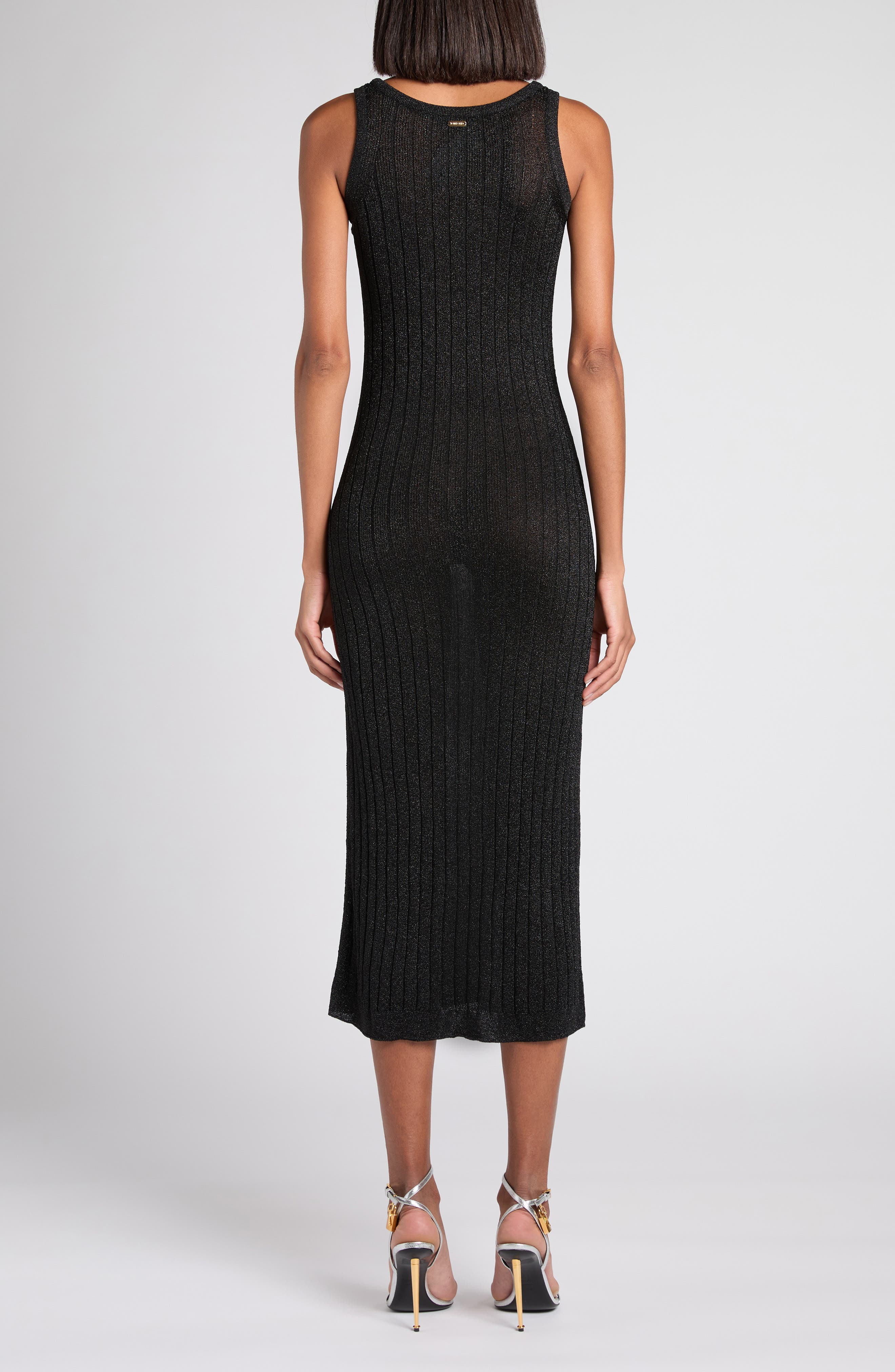 TOM FORD Metallic Rib Midi Sweater Dress in Lb999 Black at Nordstrom - 3