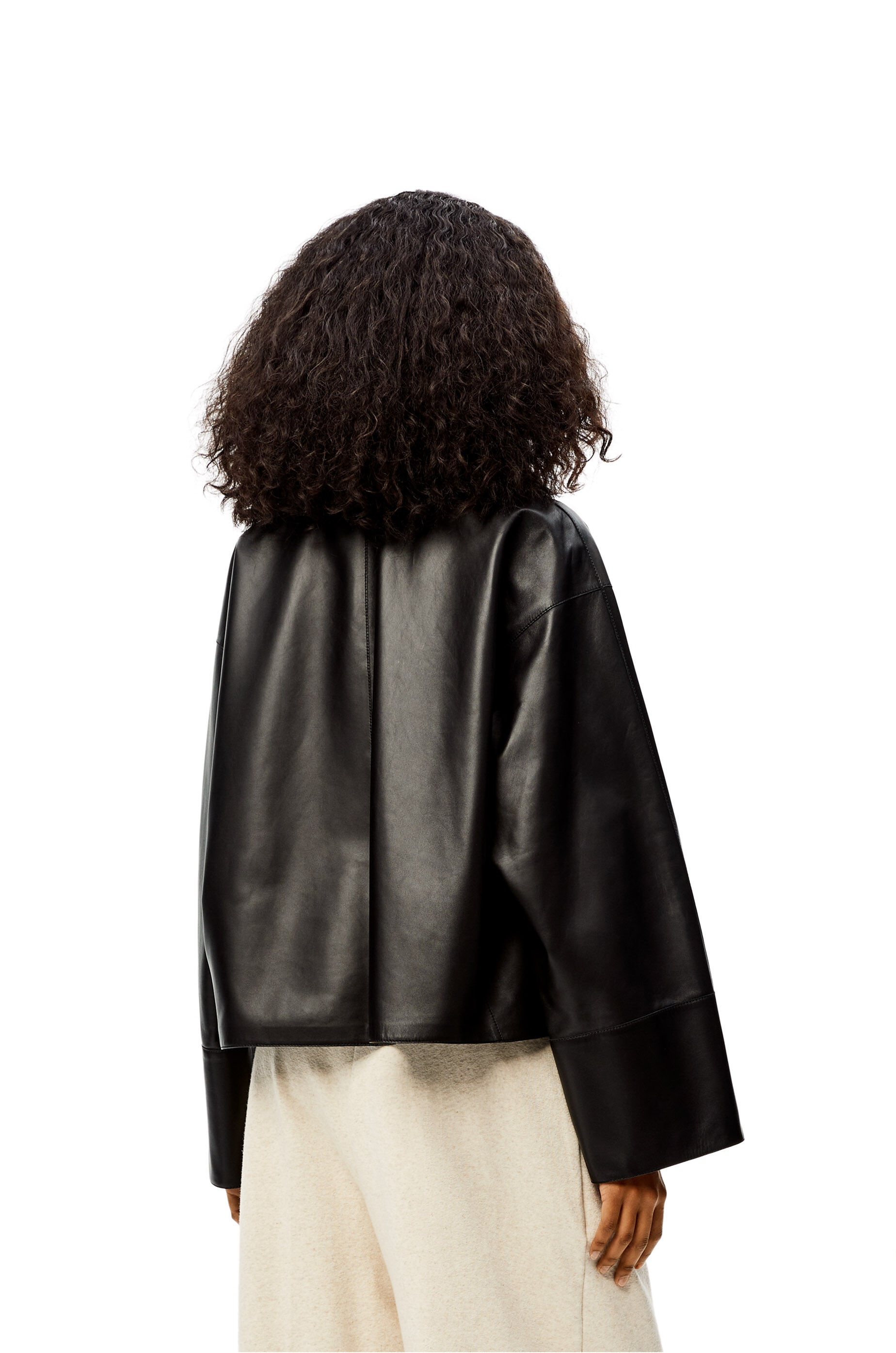 Shearling collar jacket in nappa and shearling - 4