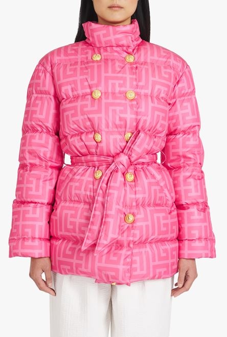 Balmain x Barbie - Nylon quilted coat with light pink monogram - 6