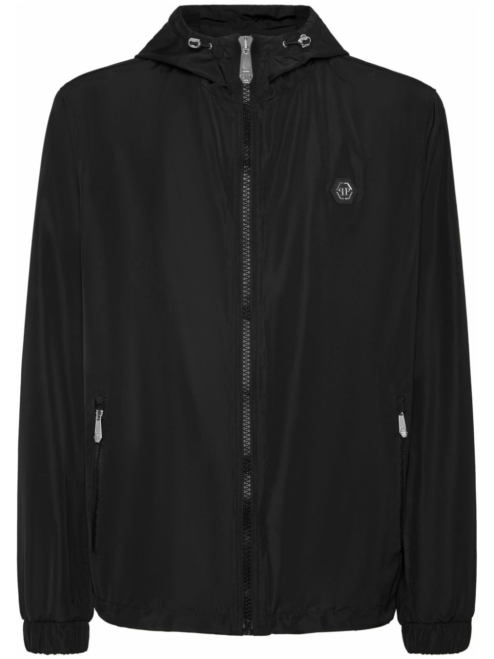 logo-patch hooded windbreaker - 1
