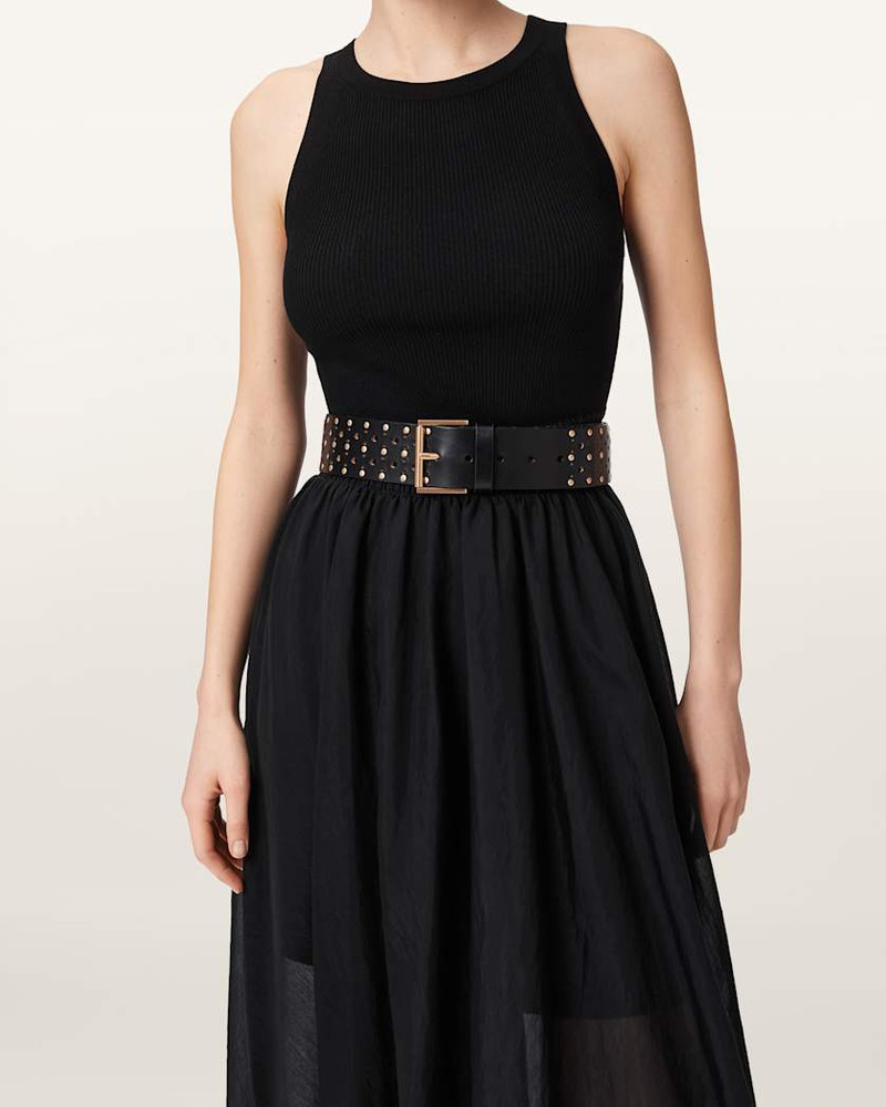 ALLSAINTS LENA LEATHER STUDDED BELT outlook