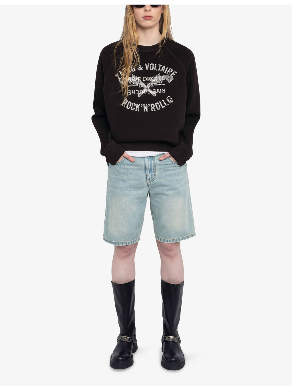 Upper Rhinestone-Embellished Cotton-Blend Sweatshirt - 2