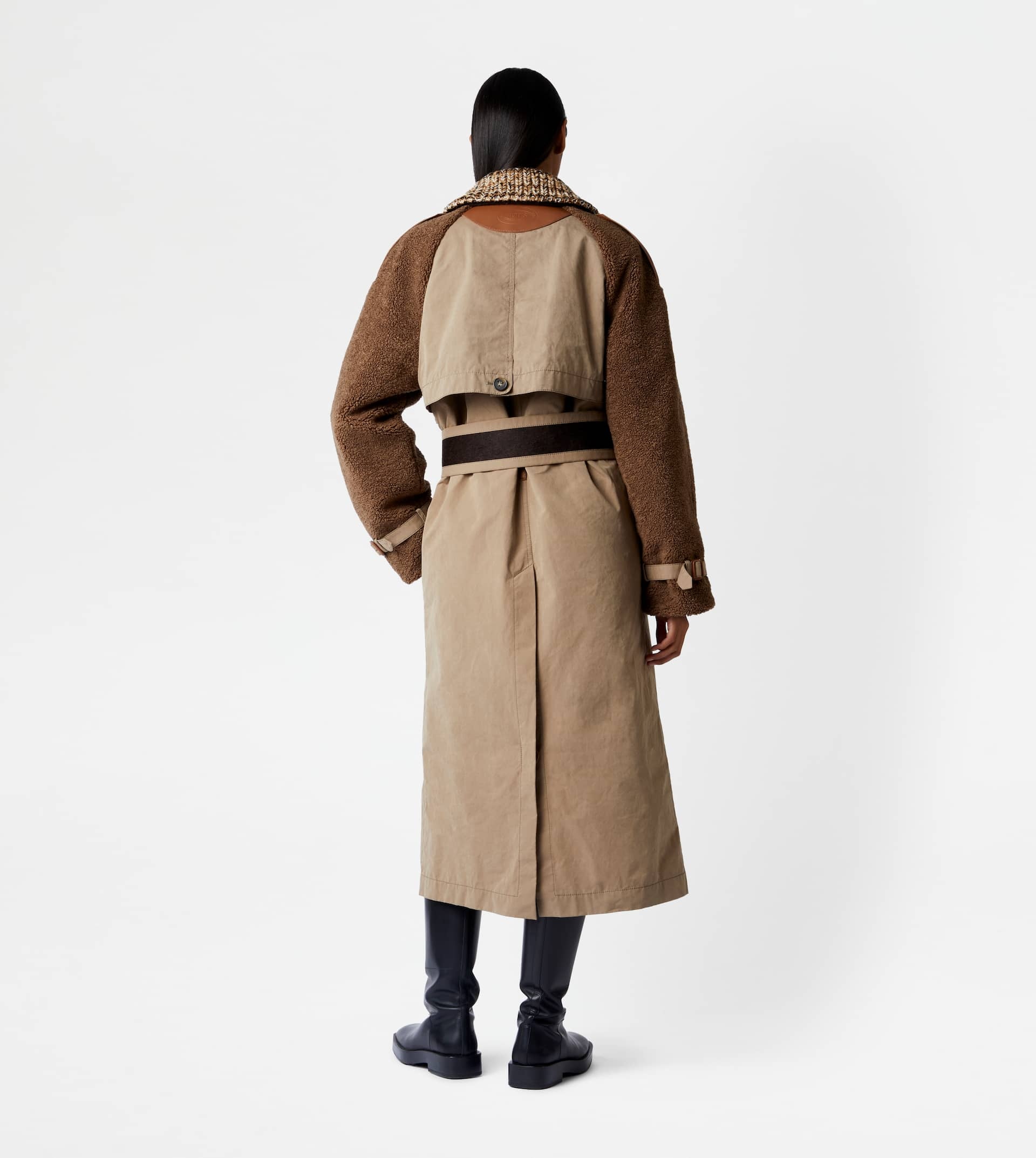 TRENCH COAT WITH LEATHER INSERTS - GREY - 3
