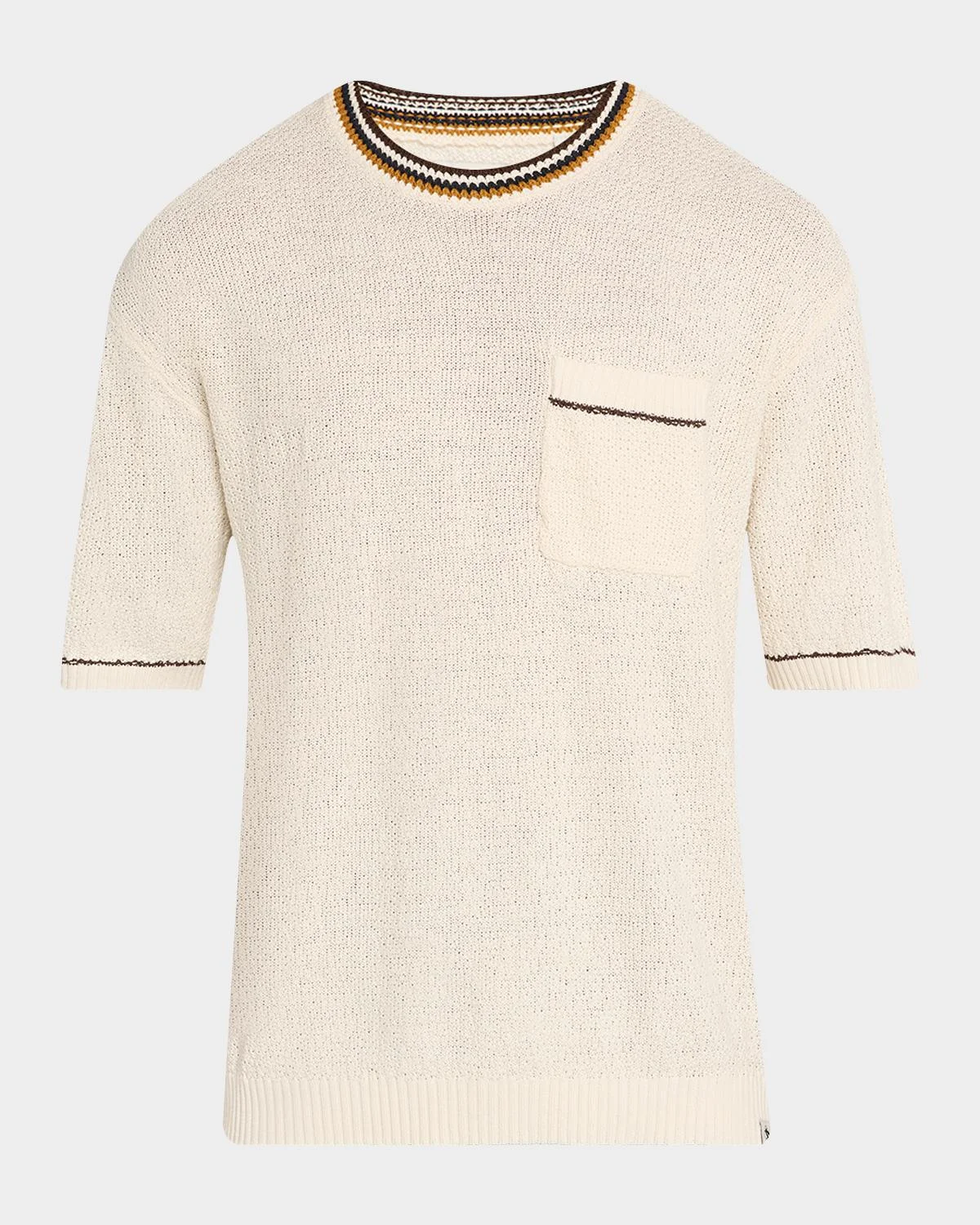 Men's Cotton-Blend Knit Short-Sleeve Sweater - 1