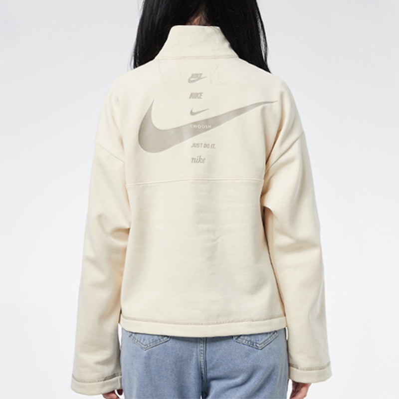 Nike (WMNS) AS W Nike Sportswear SWSH Top HZ FLC BB FOSSIL CU6638-238 outlook