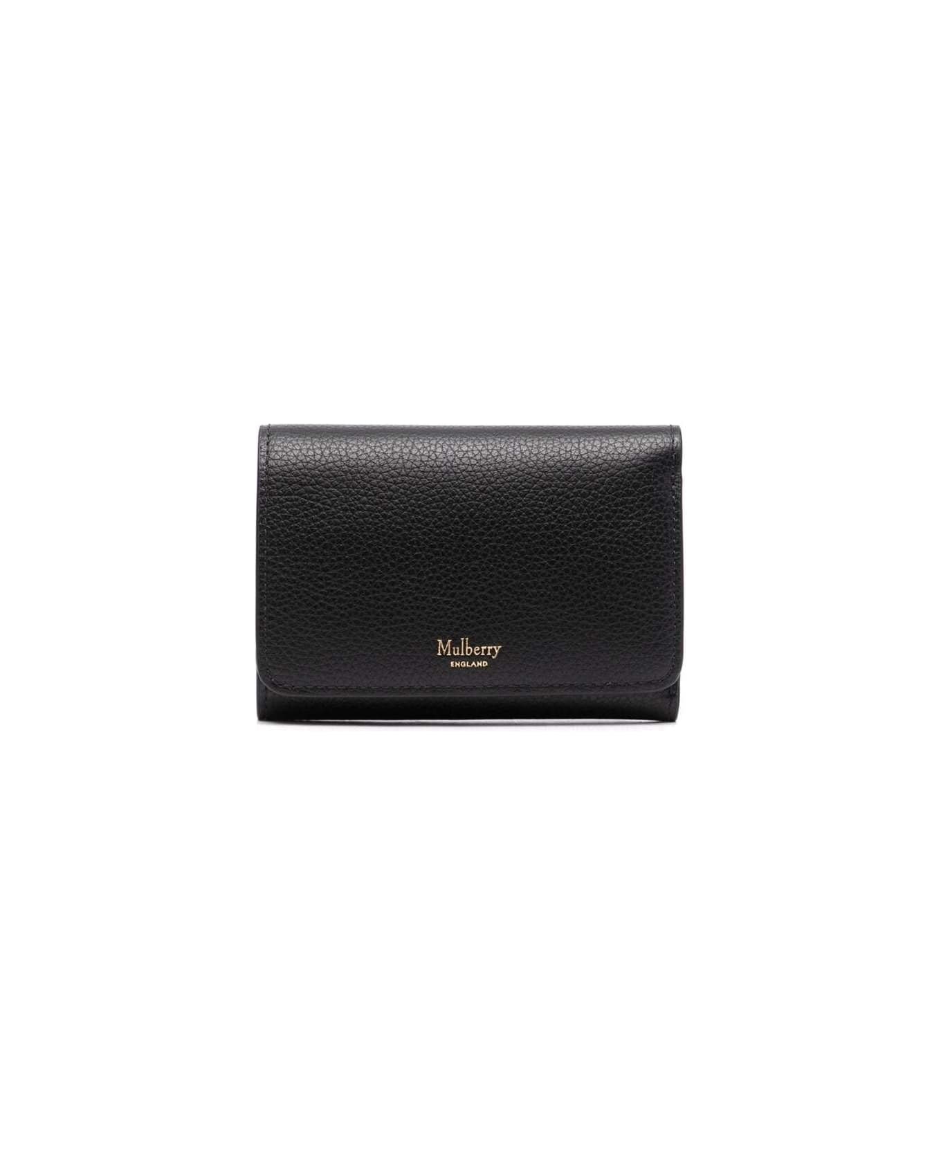 Wallet With Logo And Button Fastening In Grained Leather - 1