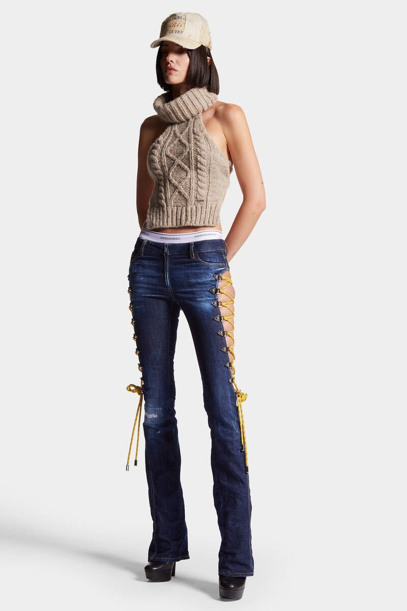 STRETCH DENIM HIKING TRUMPET JEANS 3