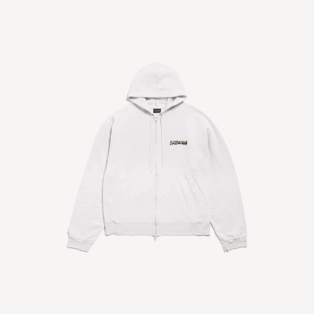 Men's Masking Tape Oversized Zip-up Hoodie in Dirty White - 1