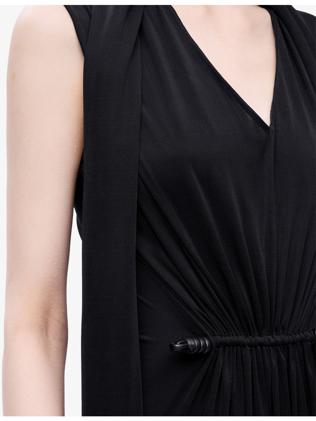 Draped Cape-Sleeve Silk Maxi Dress - 4