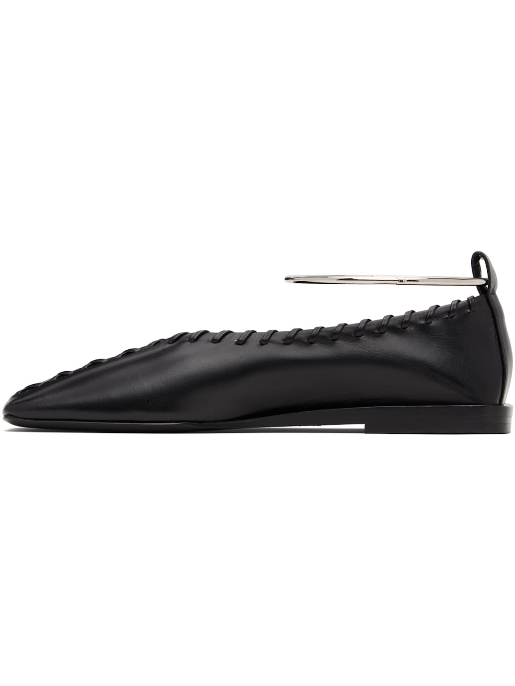 Black Ring Ballerina Flats - 3