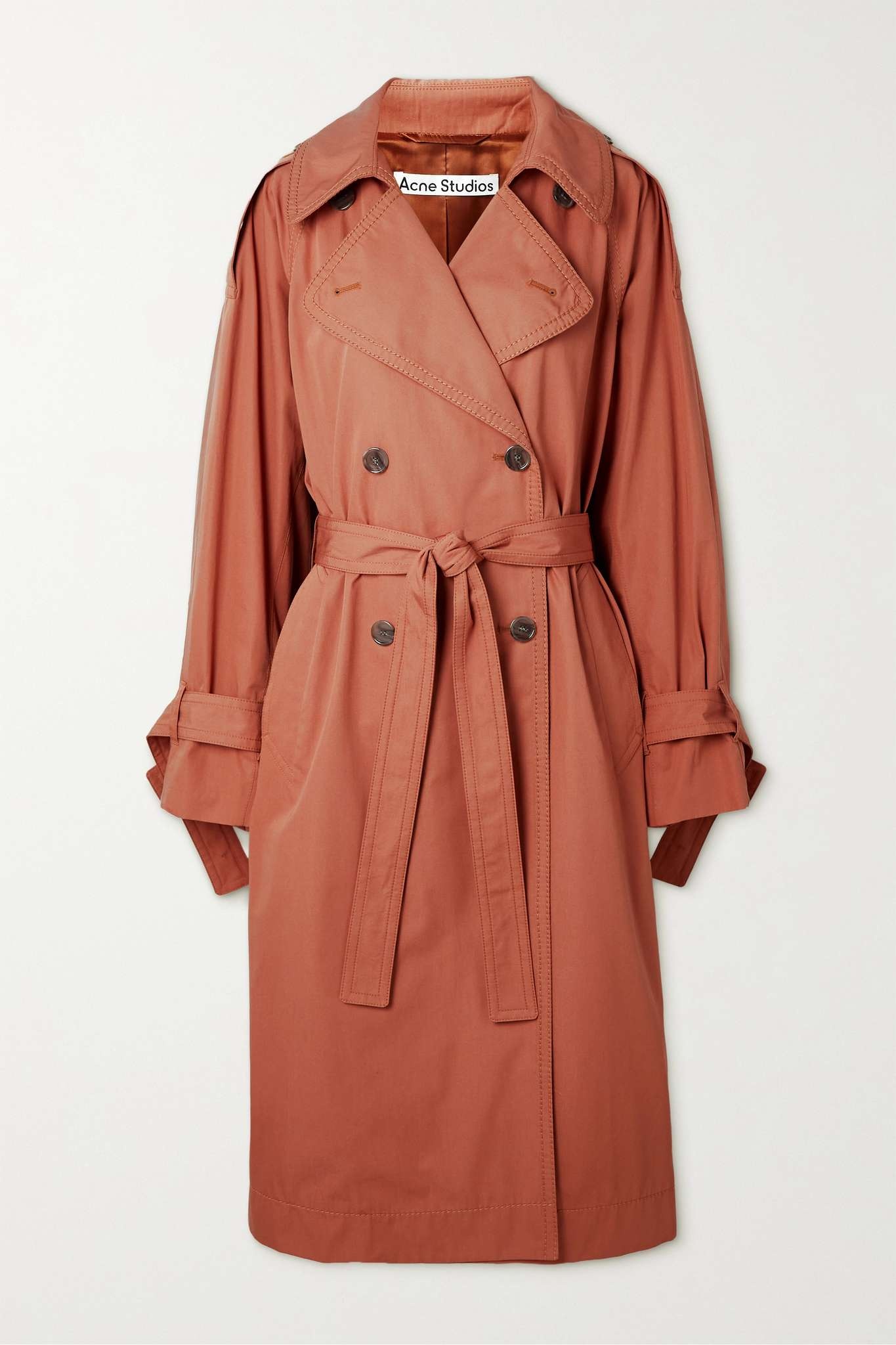 Double-breasted cotton trench coat - 1