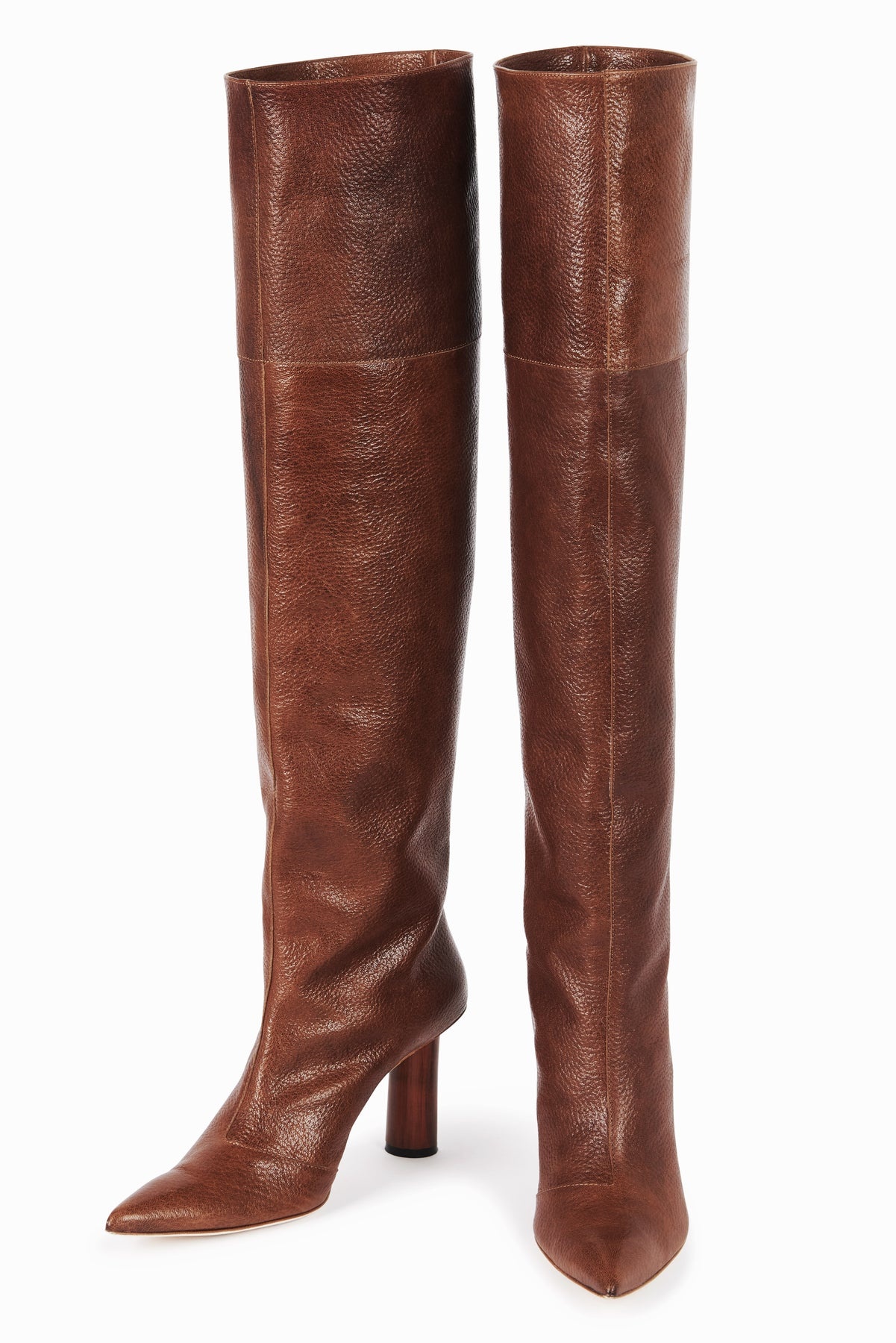MAYA BOOT OVER-THE-KNEE HIGH BOOT WITH CYLINDER HEEL BROWN - 2