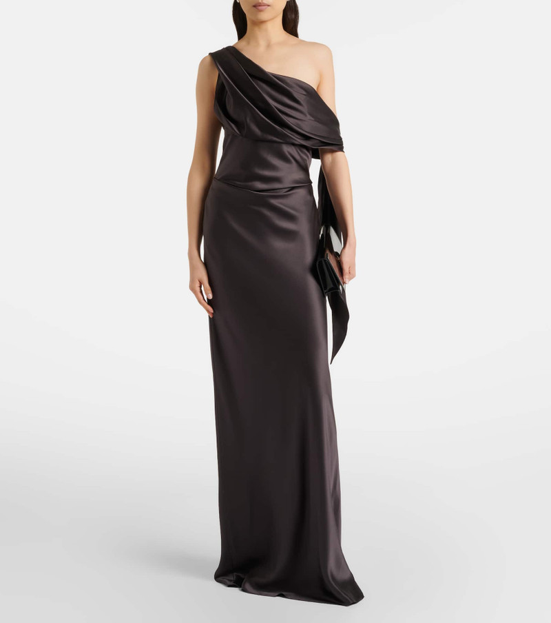 THE SEI Draped one-shoulder silk satin gown outlook