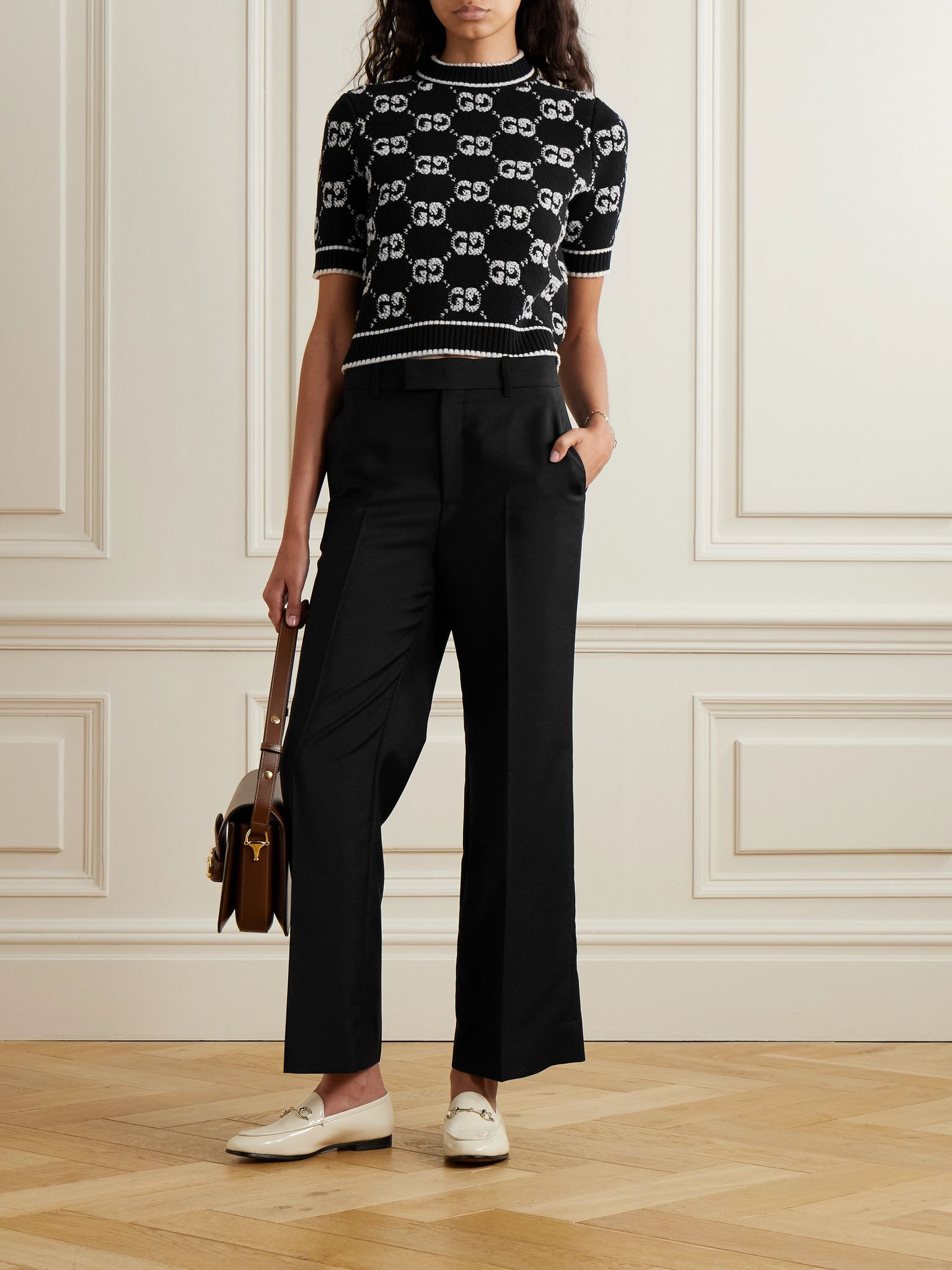 Jacquard-knit wool-bouclé sweater Black - 2
