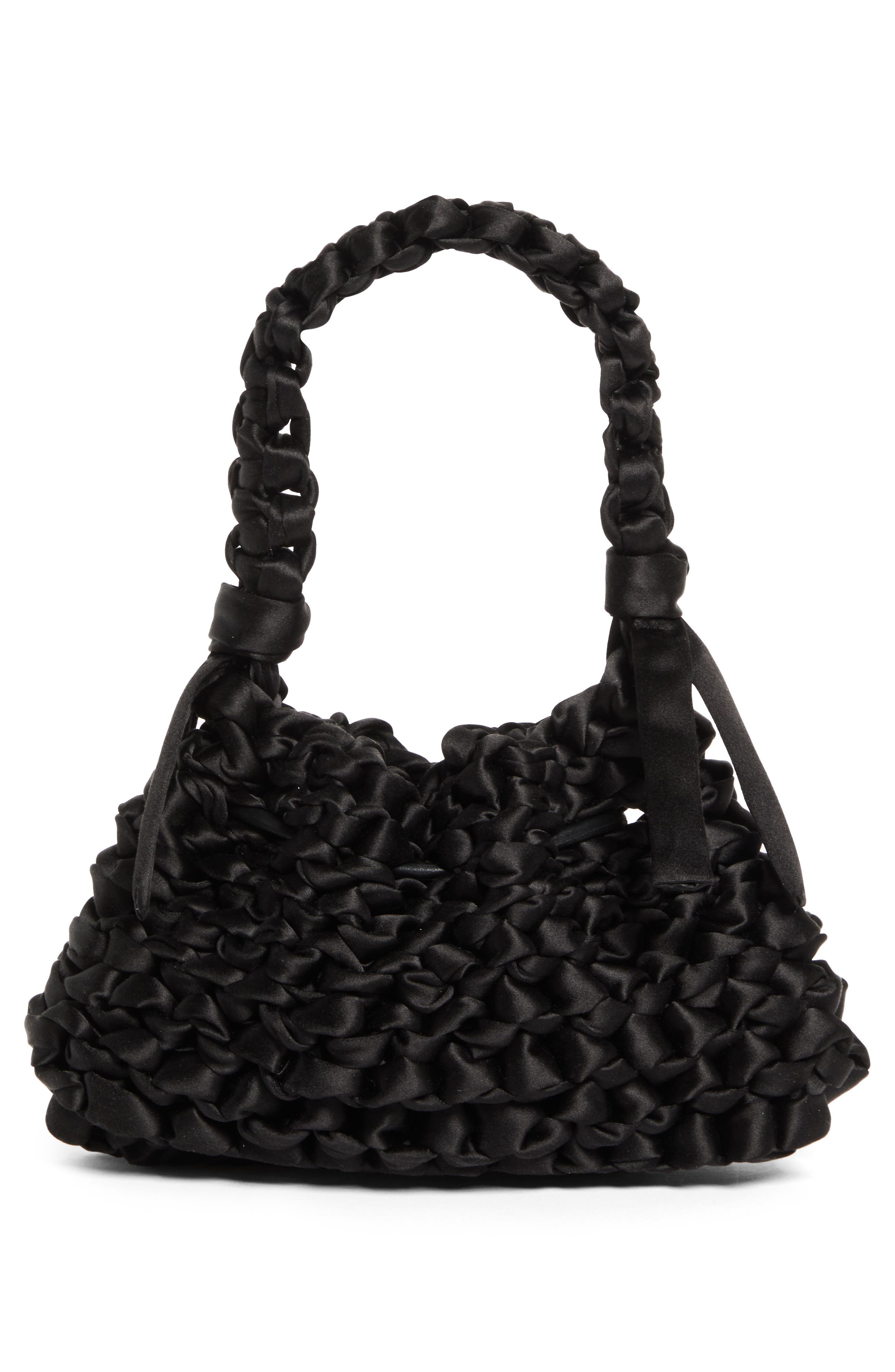 Jimmy Choo Small Cinch Satin Bucket Bag in Black/Antique Silver at Nordstrom - 3