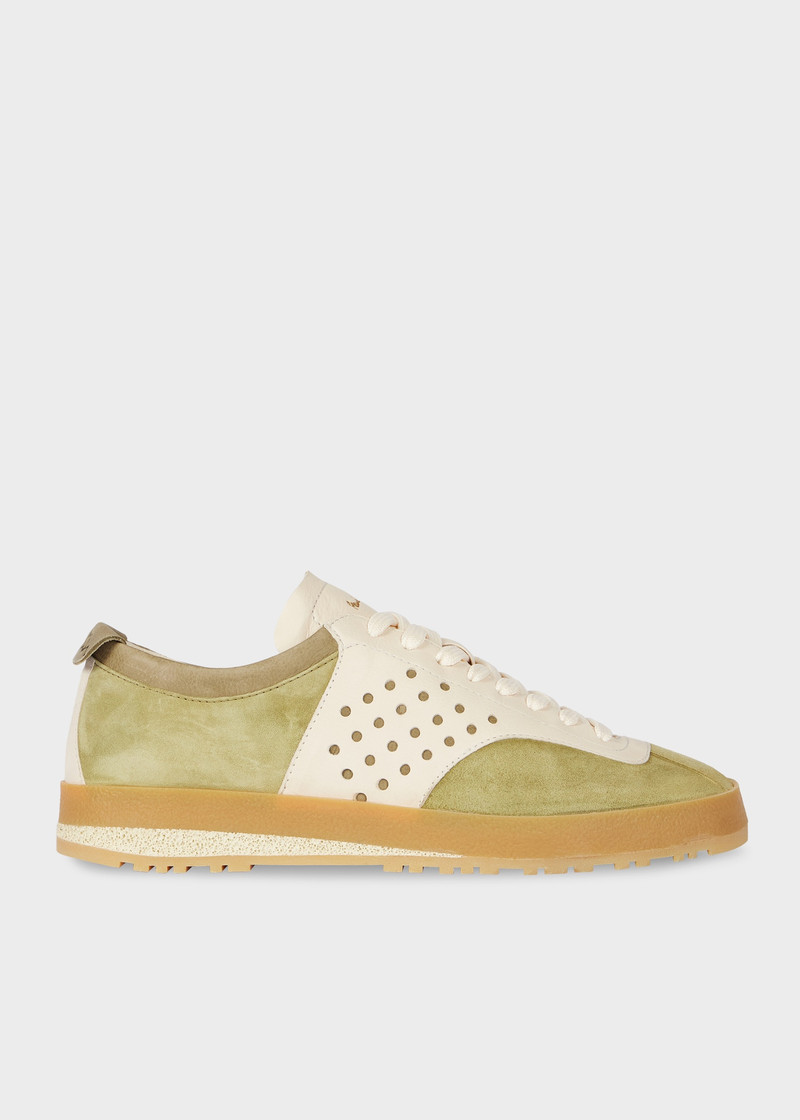 Women's Moss Green 'Zephyr' Leather Trainers 1
