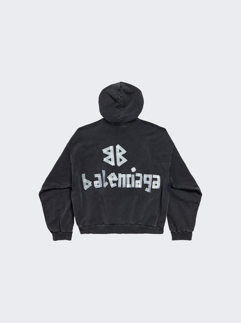 BALENCIAGA Ripped Pocket Hoodie Faded Washed Black outlook