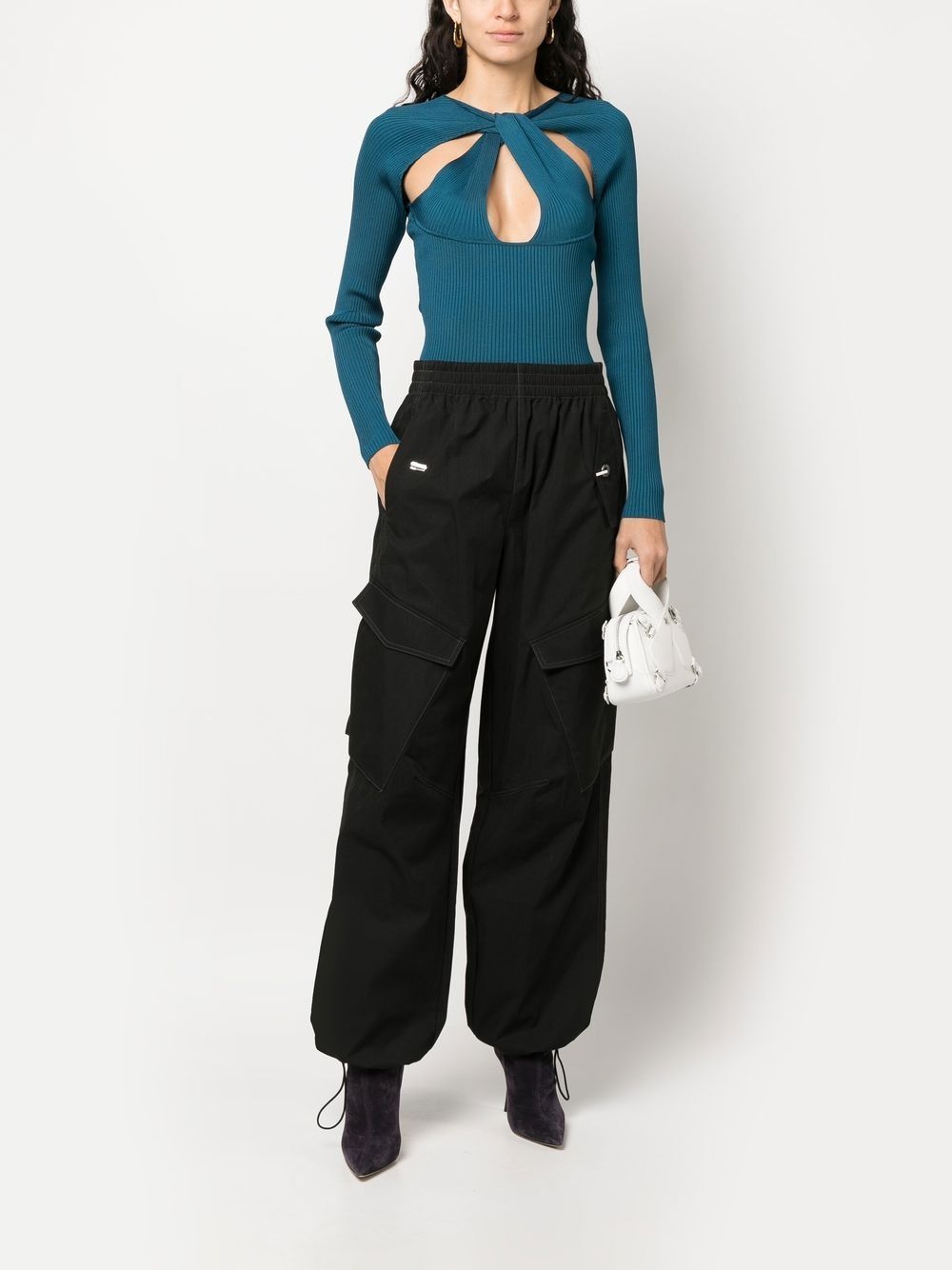 cut-out knitted top - 2