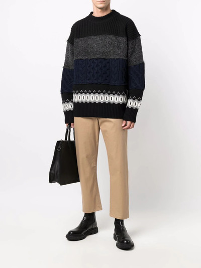 sacai colour-block intarsia jumper outlook