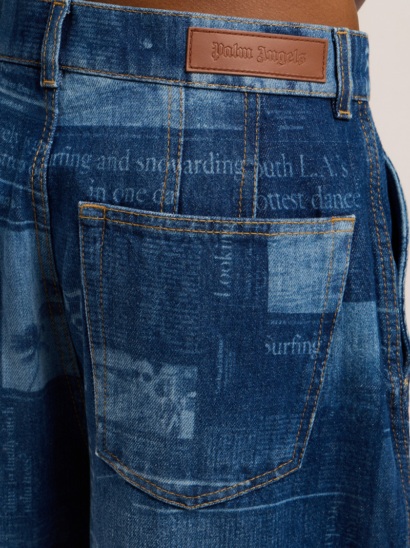 Newsprint Baggy Denim Pants 5
